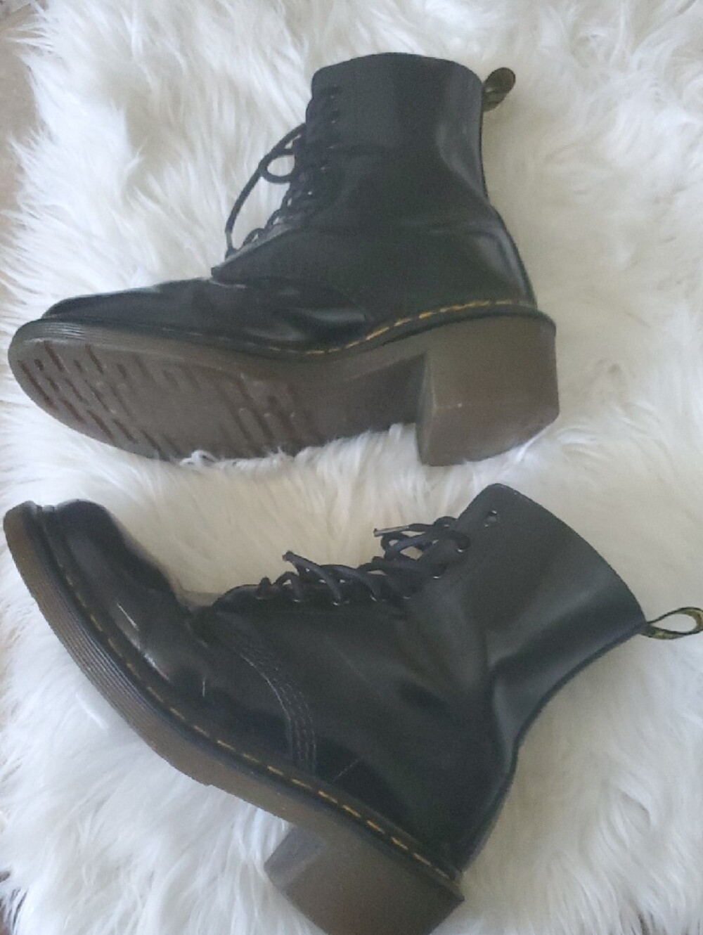 Dr. Martens Black Leather Lace-Up Combat Boots - Picture 12 of 16